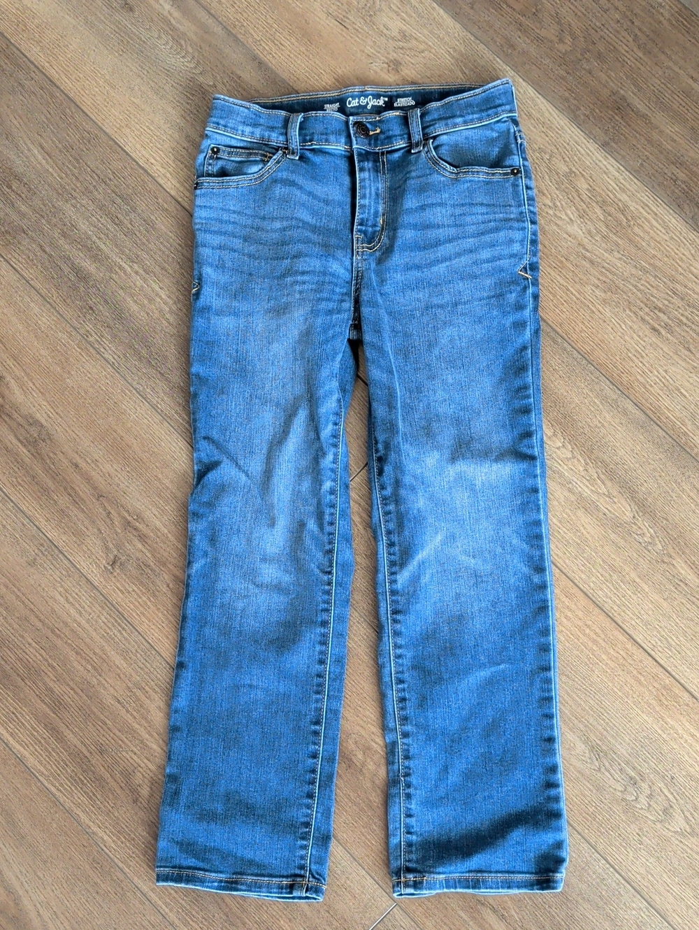 Boys Blue Straight-Leg Jeans With Stretch